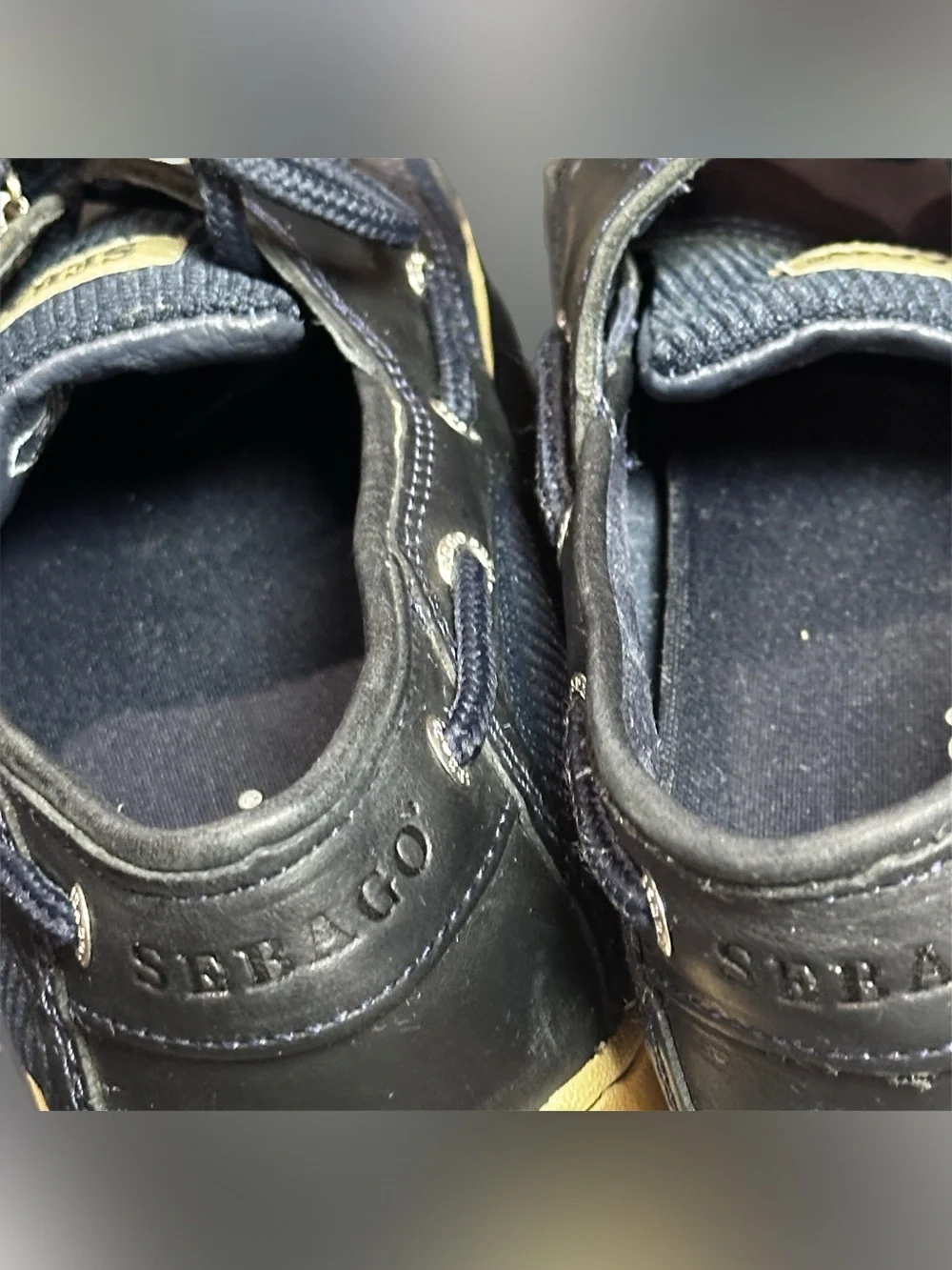 Sebago Men’s Leather Navy Lace-Up Deck Boat Casual Shoes Size US 8